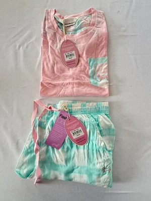 NEW PETER ALEXANDER PINK + AQUA CHECK TOP & PANTS PJ SET WOMENS SMALL S - image 1 of 3