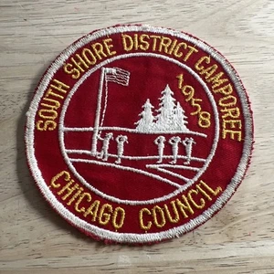 Patch vintage 1958 BSA South Shore District Camporee Chicago Council - Foto 1 di 5