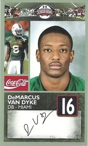 TARJETA DEMARCUS VAN DYKE MIAMI HURRICANE 2011 SENIOR BOWL CARD - Imagen 1 de 1