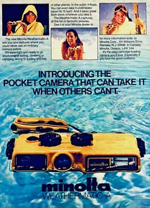MINOLTA WEATHERMATIC—WATERPROOF UNDERWATER CAMERA—ORIGINAL 1980s PRINT AD - Picture 1 of 1