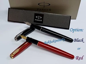 Pluma Estilográfica Parker Sonnet Oro 18K-F Nuevo en Caja Opción Tinta Negra: Negra/Roja - Imagen 1 de 12