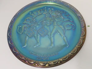 Indiana Blue Carnival Glass Spirit of '76 American Bicentennial Collector Plate - Picture 1 of 3