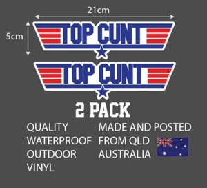 TOP GUN FUNNY RUDE 3M 2 PK STICKER / DECAL 210mm X 50mm Drift JDM Race Car 4x4 - Picture 1 of 6