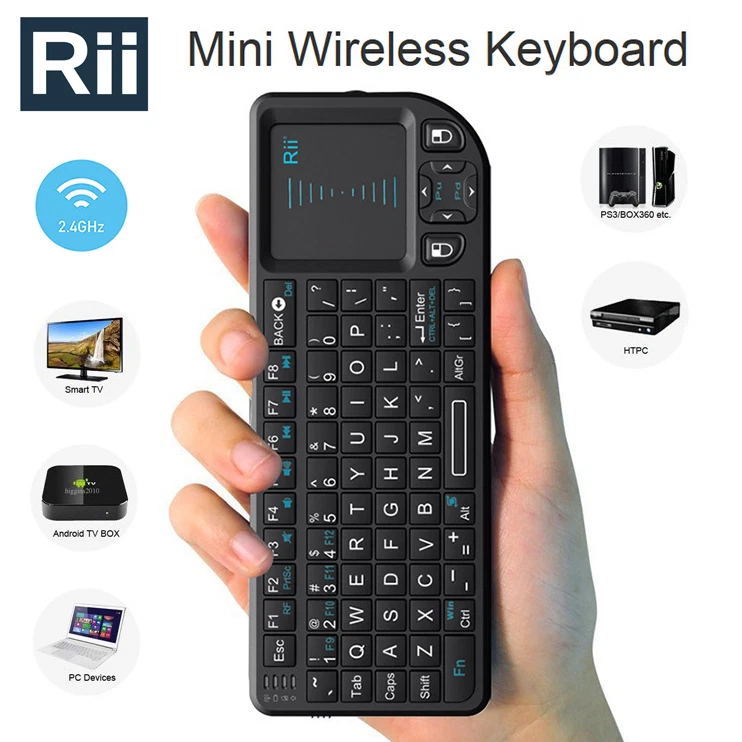 Mini teclado inalámbrico Rii X1 genuino actualizado + panel táctil para Smart Tv Android Foto 1 de 4