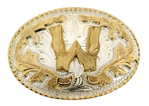 INITIALE W BUCHSTABE W HERREN DAMEN RODEO WIRKLICH COWBOY-STIL GOLD METALL GÜRTELSCHNALLE - Bild 1 von 6