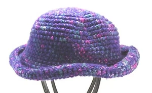 Girls High Fashion Knitted Thirties Style Winter Hat - Blue - Picture 1 of 2