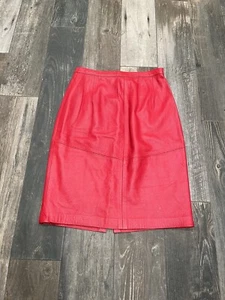 EFREM Red Leather Pencil Skirt Women Vintage Y2K Sz 8 Hong Kong - Picture 1 of 8