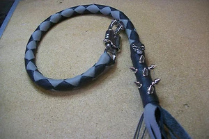 biker whip getback ULTIMATE whip BLACK & GRAY SKULLS &SPIKES BY STITCH!!!! - Picture 1 of 6