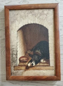 Unusual Antique 19th Century Oil Painting Dog in a doorway; Artist Signed - Picture 1 of 5