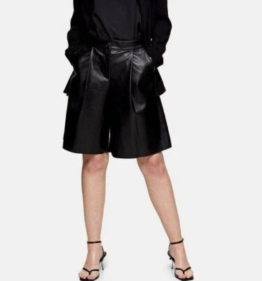 Pantalones Cortos de Cuero de Oveja Genuino de Piel de Cordero Real para Mujeres Fiestas Club Fiestas Foto 1 de 3