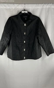 Dialogue Women's Black Quilted Lined Leather Jacket Toggle Closure Size !XL NWOT - Picture 1 of 8