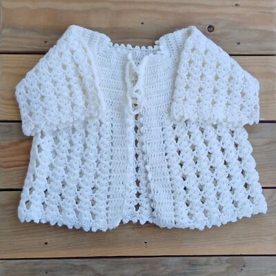 Chaleco de bebé tejido a mano crema chaleco recién nacido top ropa de punto ropa de ganchillo Foto 1 de 4