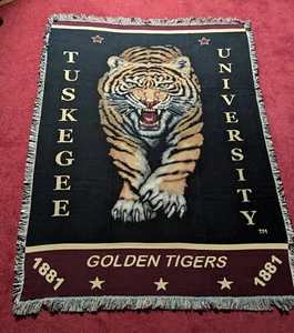 TUSKEGEE UNIVERSITY Tapestry - Throw - Blanket - Golden Tiger HBCU  54" x 72" - Picture 1 of 15