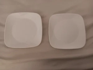 Set of 2 Corelle Vitrelle Pure White 9" Square Luncheon Plates. - Picture 1 of 3