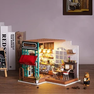 Rolife Simon’s Coffee House DIY 1:24 Mini Wooden Dollhouse Furniture Xmas Gifts - Picture 1 of 10