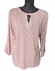 Cure Women’s Pink And Black Polka Dot Blouse Top Size Large Long Sleeve