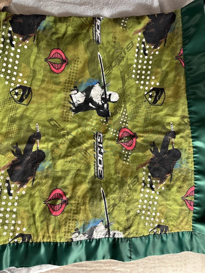 Vintage 80s or 90s 44” x 22”  G.I. Joe Handmade Satin Trimmed Blanket ARAH - Image 1 of 4