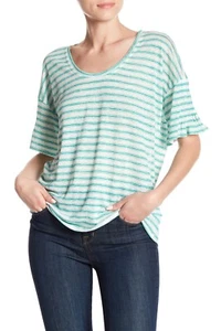NWT $128 Joie Adaira Striped Linen Ruffle sleeve Tee 18-1-001969-TS00718 SZ M - Picture 1 of 2