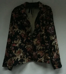 Notations Womens XL Floral Single-Breasted Blazer Jacket Stretch Black Casual - Picture 1 of 6