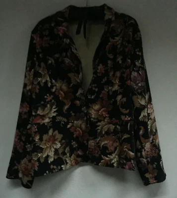 Notations Womens XL Floral Single-Breasted Blazer Jacket Stretch Black Casual - Image 1 of 4