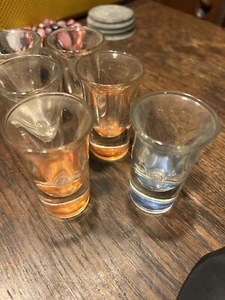 6 Vintage Hand Blown Colored Heavy Bottom Shot Glasses - Picture 1 of 5