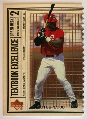 Libro de texto Upper Deck Excellence 1999 - doble - Greg Vaughn - #11 - NrMt-Mt Foto 1 de 4