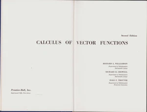 Calculus of Vector Functions by Richard E. Williamson, Richard H. Crowell and... - Imagen 1 de 1