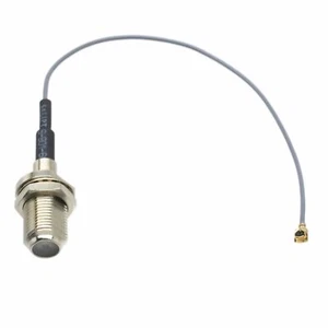 RF coaxial cable F female bulkhead jack to IPX U.fl female 1.13mm 8" pigtail - Picture 1 of 4