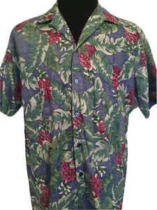 Hilo Hattie Hawaiian Shirt Mens XL Blue Green Pink Pineapples Vintage Cotton - Picture 1 of 11
