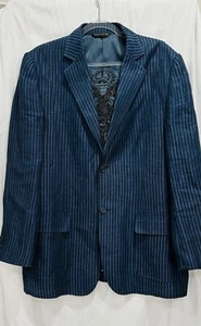 Rizzoli Uomo Men Super 140s 100% Irish Linen Blazer Size 44R Blue Striped - Picture 1 of 16