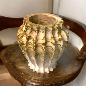 Handmade Swirled Ceramic Resin Vase 5" Tall Art Piece With Retro Design - Picture 1 of 7