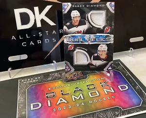 JACK HUGHES DOUGIE HAMILTON 2023-24 BLACK DIAMOND MINE DUAL RELICS JERSEY PATCH - Bild 1 von 3
