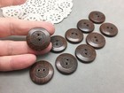Vintage Wood Button Lot 10 Matched Set 1 1/16" Diameter Walnut Color Textured