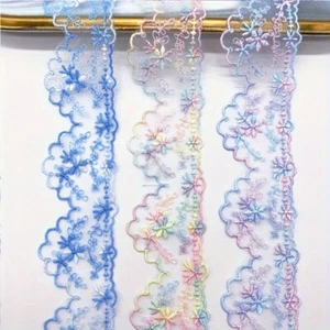 15 Yards Embroidered Lace Trim Ribbon Floral Edge Sewing Craft Multi DIY Costume - Picture 1 of 14