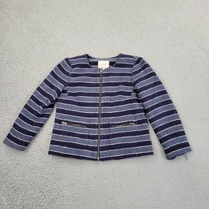 Ann Taylor LOFT Blazer Womens 0P Petite Purple Striped Full Zip Long Sleeve - Picture 1 of 9