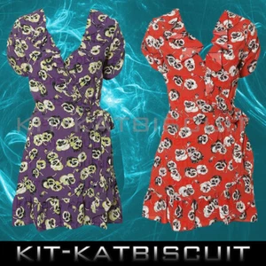 Topshop Kate Moss Purple Floral Pansy Wrap Tea Dress Size 8 - Picture 1 of 7