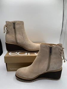 Earth Women's Taupe Suede Calia Round Toe Casual Wedge Ankle Booties Size 6M NIB - Picture 1 of 5