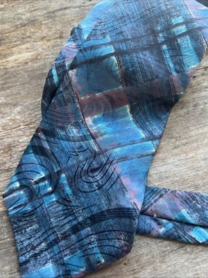 Corbata Bugatti Seda Hombre Azul Diseño Abstracto Vintage Años 90 Italiana 3.5” X 56” Foto 1 de 4