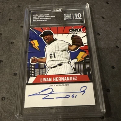 Бейсбольная карточка с автографом Оникса Ливана Эрнандеса оценка 10 - Изображение 1 из 2