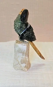DE COLECCIÓN 5” PIEDRA TALLADA LORO 2 PIEZAS ESCULTURA-RARA - Imagen 1 de 7