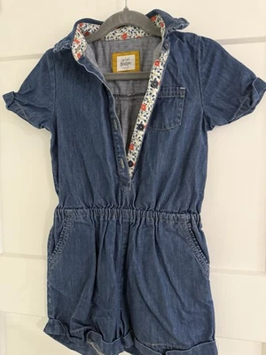 Mini Boden Denim And floral Jumpsuit Size 5-6Y EUC - Image 1 of 4