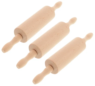 3 x Holz Teigrolle Nudelholz bewegliche Achse 26x4,5cm Walze Holzwalze Buche - Bild 1 von 3
