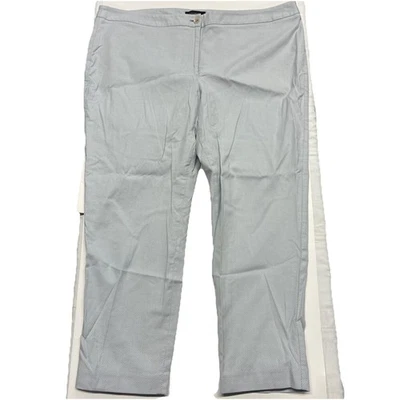 Pantalones de tobillo rectos geométricos para mujer Talbots Hampshire 20W blanco azul Foto 1 de 4