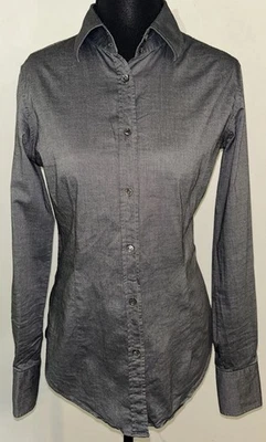 Mauro Grifoni Women’s Button Down Collared Gray Tailored Cotton Blouse Sz S/M - Image 1 of 4
