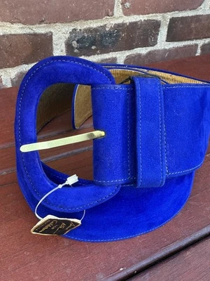 Anne Klein For Calderon Royal Electric Blue Suede Wide Women’s Vintage Belt L - Image 1 of 4