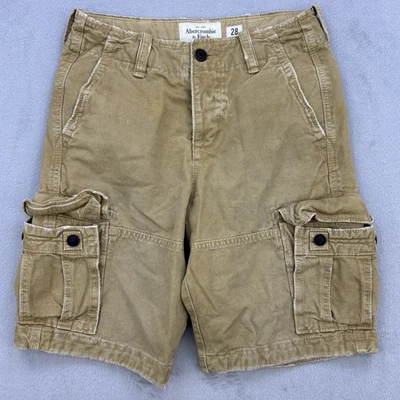 Abercrombie Fitch Cargo Shorts Men 28 Khaki Brown Beige Utility Heavy Duty Twill - Image 1 of 4