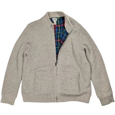 LL Bean классический тряпичный шерсти свитер мужчин XL полный молнии фланели клетку подкладка куртка - Изображение 1 из 4