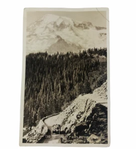 Vintage Real Photo Postcard Rainier National Park Mountain Inspiration Point - Picture 1 of 4