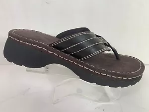 Lower East Side Brown Faux Leather Thong Sandals Flip Flop Womens 6.5 - Picture 1 of 7