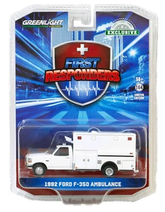 1:64 GreenLight *FIRST RESPONDERS* Plain White 1992 Ford F350 AMBULANCE NIP! - Picture 1 of 2
